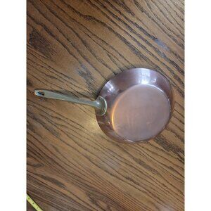 PAUL REVERE 1801 COPPER CLAD SAUTE PAN WITH BRASS HANDLE AND SIGNATURE, 8 1/2"
